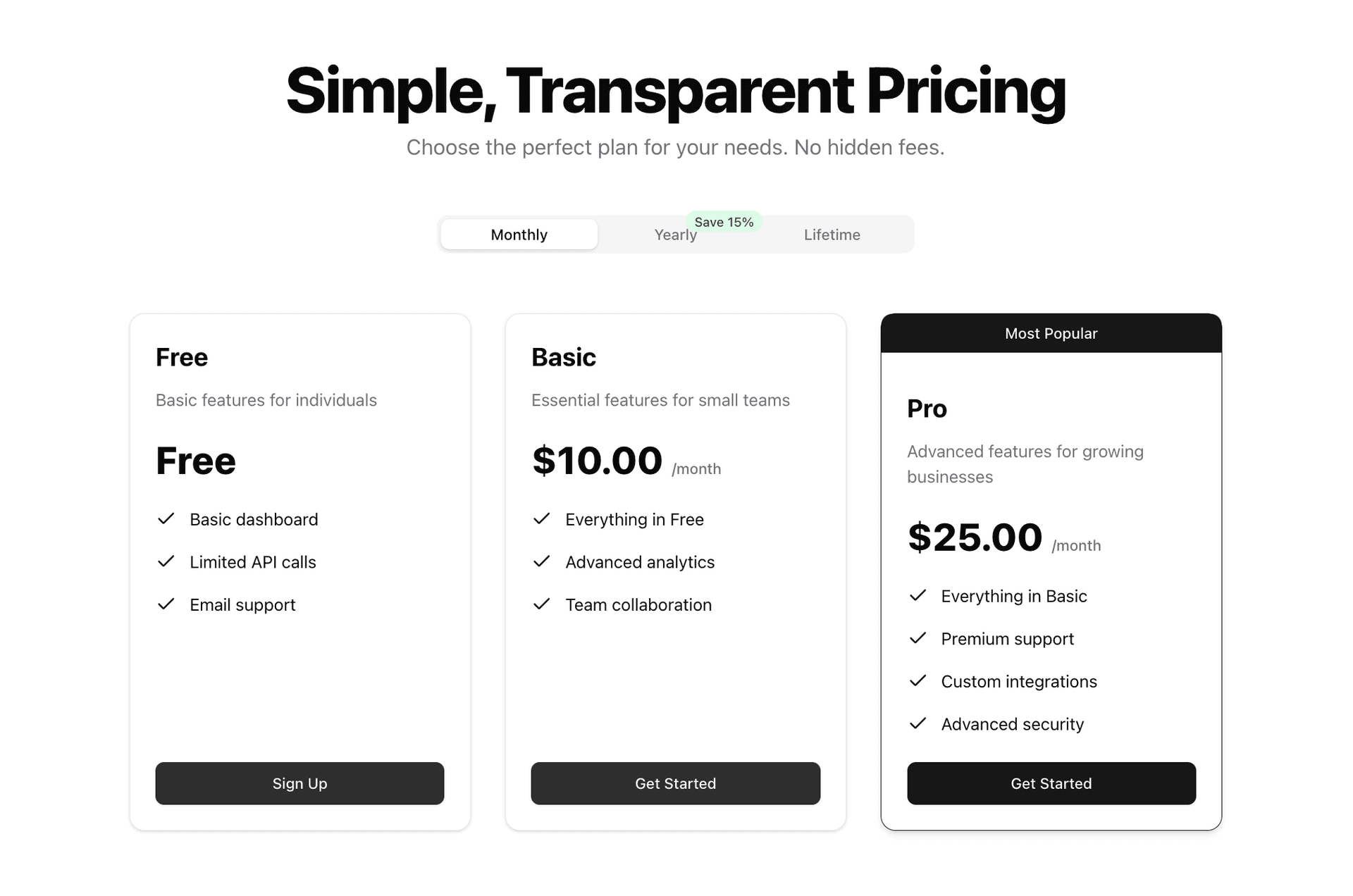 Pricing Component Preview